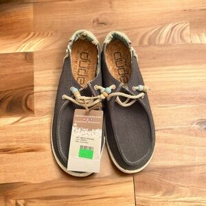 Hey Dudes, NWT, Gray andCream,laces have teal and cream colored beads. Size US 5
